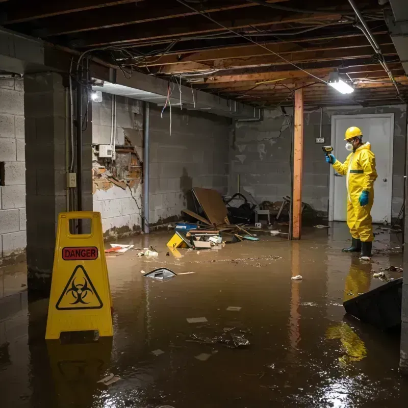 Flooded Basement Electrical Hazard in Abingdon, IL Property